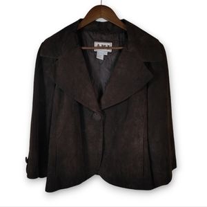 Vintage AMX Chocolate Brown 100% Cropped Leather Jacket - Women's Size Large